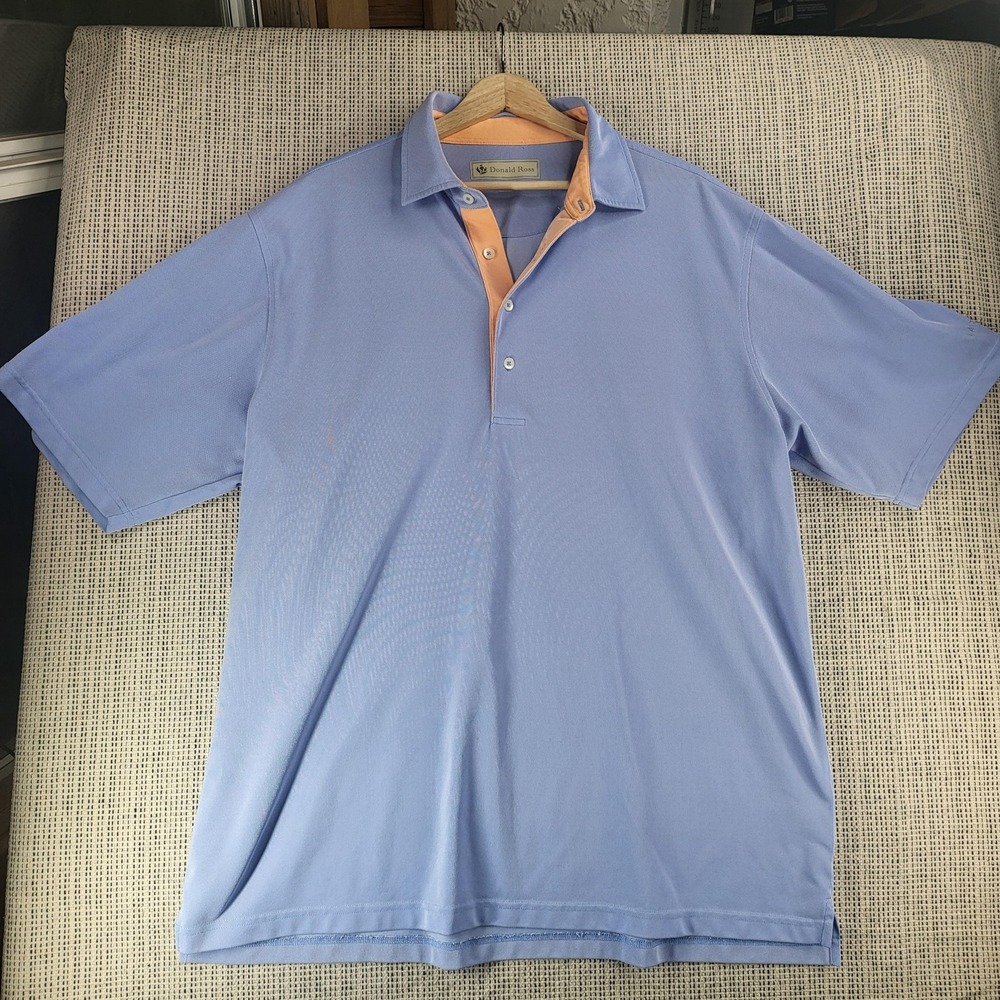 Donald‎ Ross Polo Shirt Mens XL Blue Orange Trim LATIPAC Golf Performance Logo